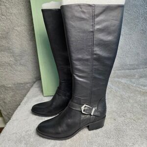 Sole Bound by Bare Traps Women's Black Leather Knee High‎ Riding Boots 7.5M NEW